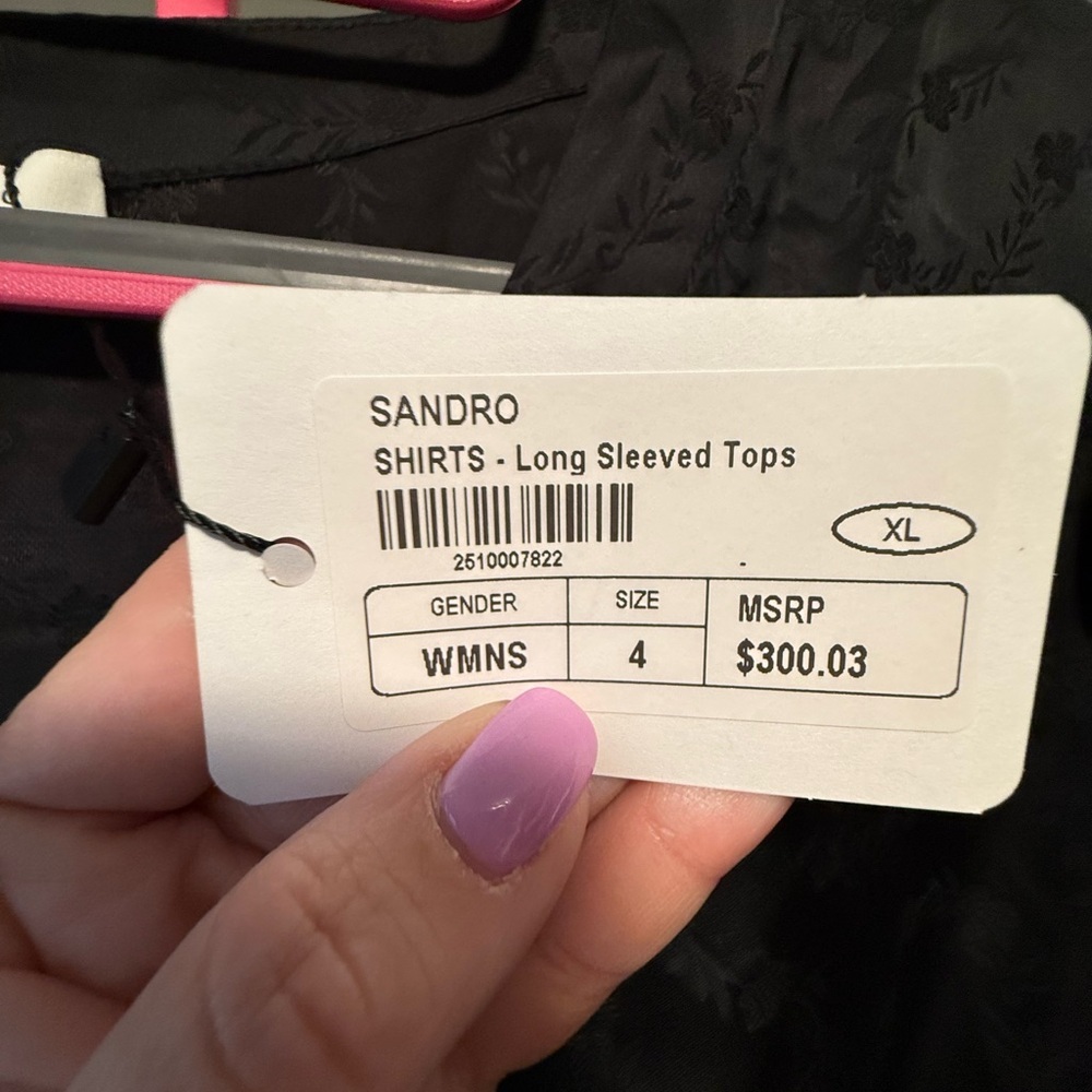 Sandro Elegant Black Blouse with Ruffles NWT Euro 4 - Picture 7 of 8